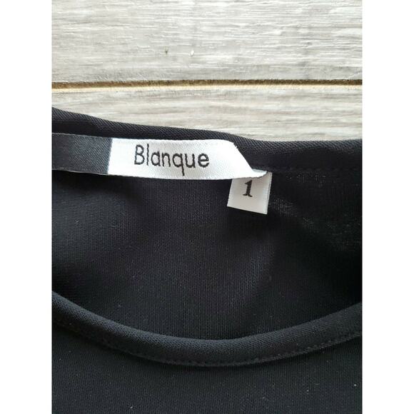 EUC Blanque Women's Black Top Size 1 Triacetate Blend Made in USA - Picture 6 of 7